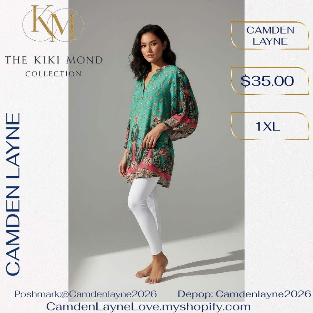 Camden Layne Teal and Pink Tunic Top